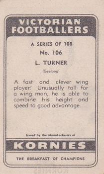 1949 Kornies Victorian Footballers #106 Leo Turner Back